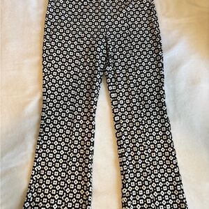 Anthropologie Black and White Floral Boot Cut Pants